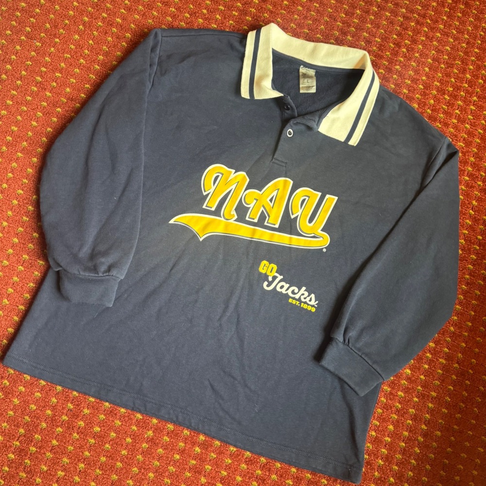 Gameday Couture NAU Sweatshirt Men Large Navy EUC Long Sleeve Polo Pullover